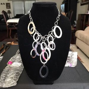 Silver loop necklace with matching earrings